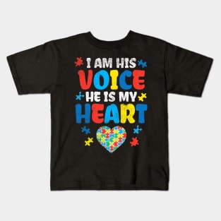 I Am His Voice He Is My Heart Autism Awareness Asl Sped Kids T-Shirt